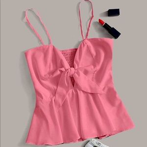 SHEIN tie front peplum top